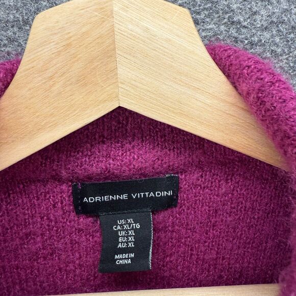 Adrienne Vittadini Coat Women XL Purple Button Long Sleeve Wool Pockets Casual - Picture 3 of 7